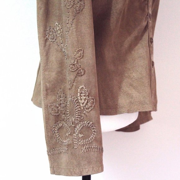 Vintage suede snap down Western blouse, SKOTTS SUEDE, Washable, Size M - Picture 5 of 11